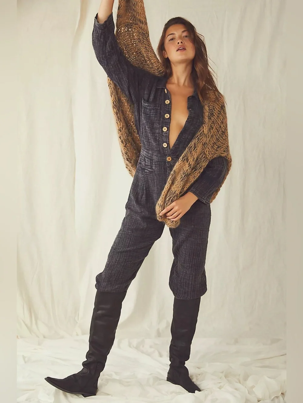 Free People Madrid Double Cloth One Piece Jumpsuit